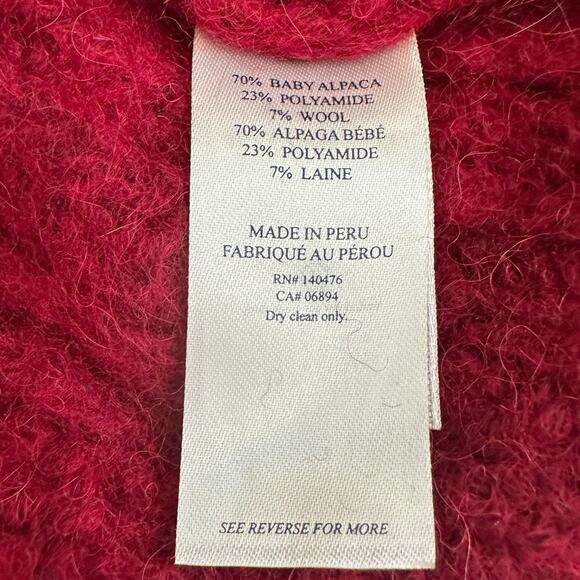 Faherty Aria Sweater, Burgundy Knit, 70% Baby Alpaca 7%Wool, Made In Peru Sz XL - Picture 7 of 7